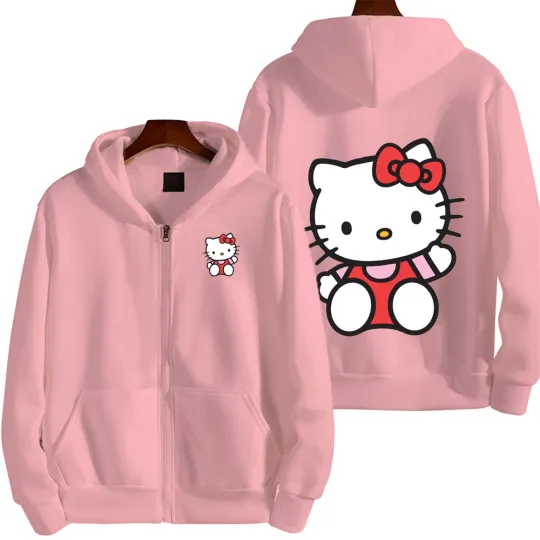 Hello Kitty Red Men Zip Up Hoodie