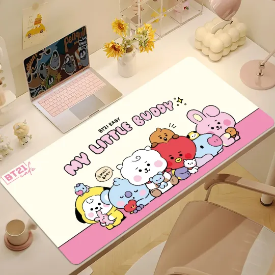 Cute Cartoon Rubber Large Desk Mat Keyboard B-BT21 PC Non-slip