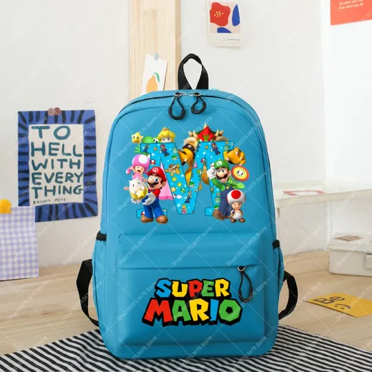 Super Mario Bros Anime Cute School Backpack for Kids Large Capacity Book Bag