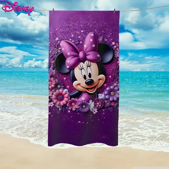 Disney Minnie Mouse Purple Floral Beach Towel