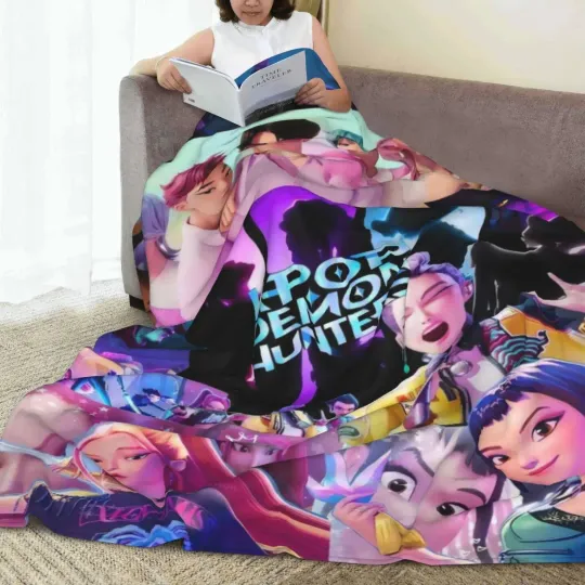 Funny Saboys&Huntrix Girls Cozy Super Soft Flannel Blanket,Popular Kpop Demon Hunter Anime Throw Blanket For Living Room Decor