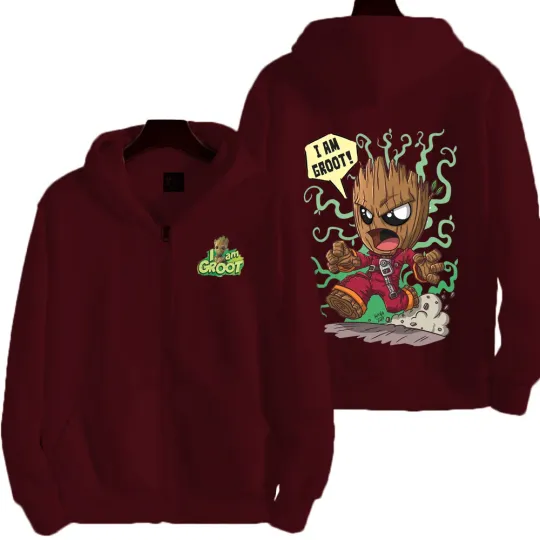 I Am Groot Men Zip Up Hoodie