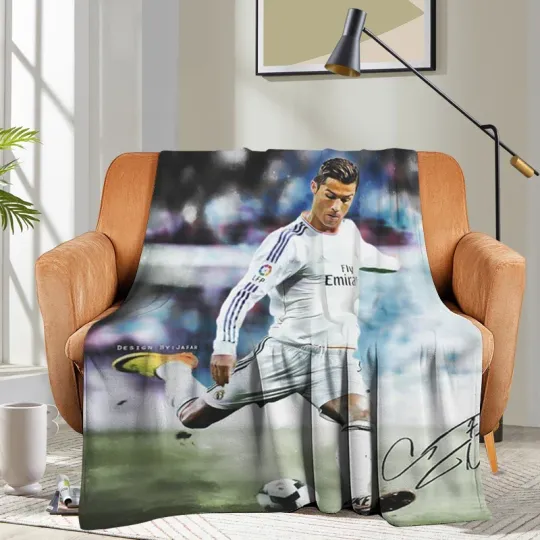 Custom Blanket Sofa Ronaldo CR7 Bed Camping Nap Fluffy Soft Blankets for Winter Warm King Size Microfiber Bedding