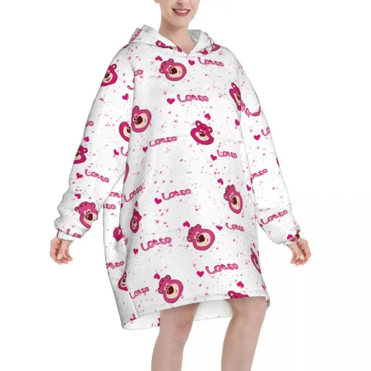 Lotso Pink Bear Oversized Blanket Hoodie For Kids