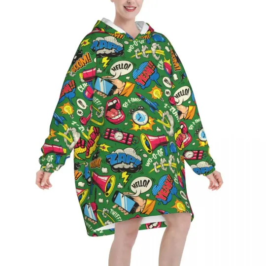 Oversized Classic Pop Comics Art Wearable Blanket