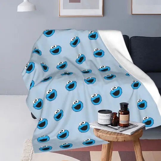 S-Sesame Streets Blanket Fleece All Season Cookie Monster Cartooon Breathable Lightweight Blanket