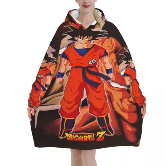Dragon Ball DragonBall Anime Oversized Blanket Hoodie Sweatshirt Long Fleece Hooded Wearable Blanket