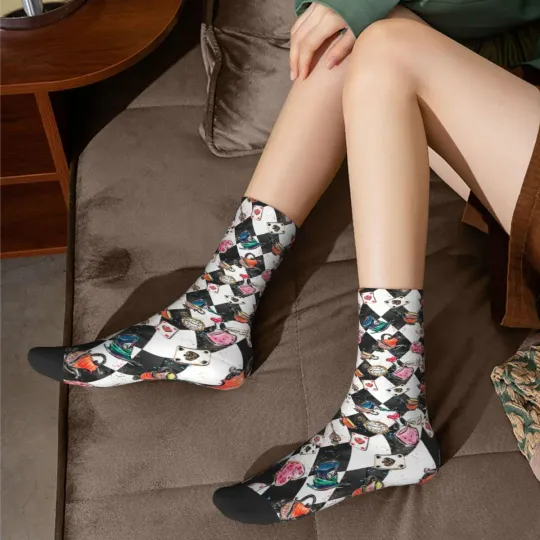 Alice In Wonderland Poker Tea Socks Men Women