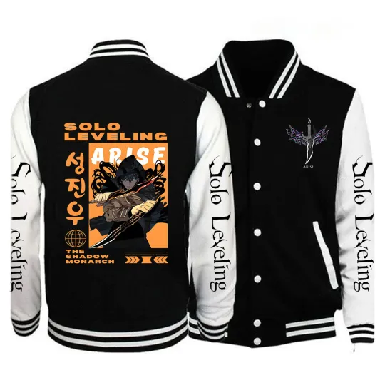 Men Fashion Solo Leveling Print Baseball Jacket Button Jacket Outerwear 2025 Spring Oversized Streetwear Solo Leveling Jacket