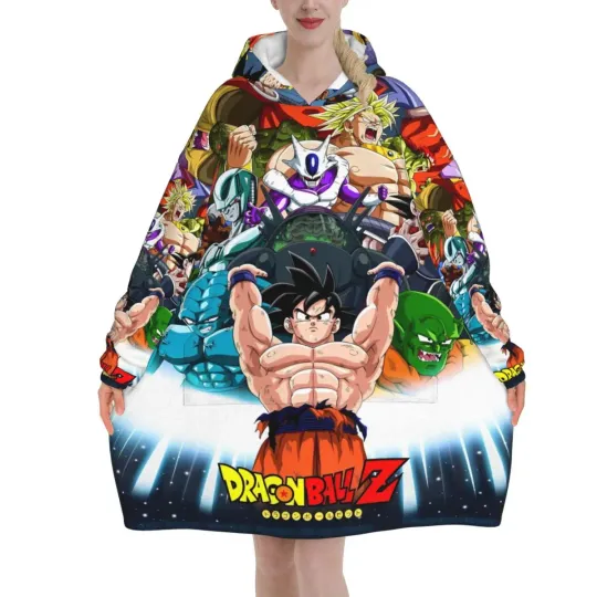 Dragon Ball DragonBall Anime Oversized Blanket Hoodie Sweatshirt Long Fleece Hooded Wearable Blanket