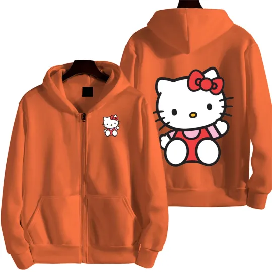 Hello Kitty Red Men Zip Up Hoodie