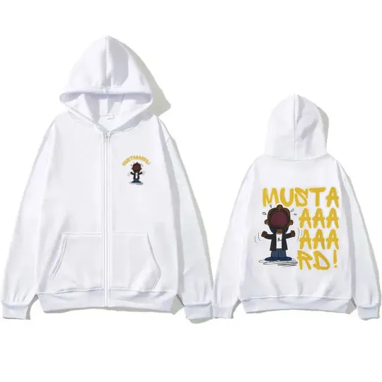 Rapper Kendrick Lamar Not Like Us Mustard Double Sided Zip Hoodie