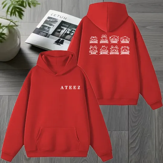 2026 Ateez Double Sided printed Winter Hoodie