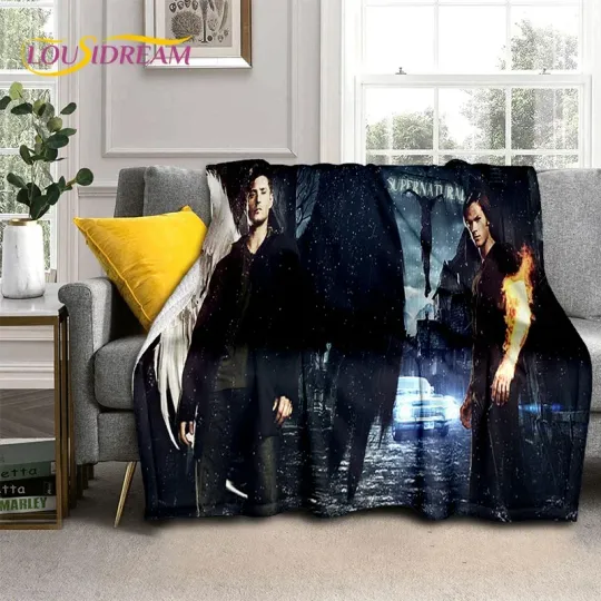 SPN Latest Supernatural Dean Sam Soft Flannel Blankets,Throw Blanket Comfortable Blanket for Picnic Beds Sofa Home Bedroom Gift