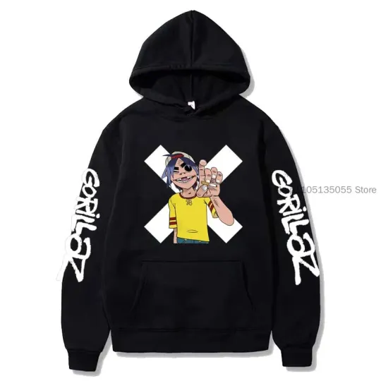 Gorillaz Hoodie Sweatshirt Oversized Hoodies Hip Hop Hoody Unisex Coats Fleece Warm Pullovers Sudader for Autumn and Winter