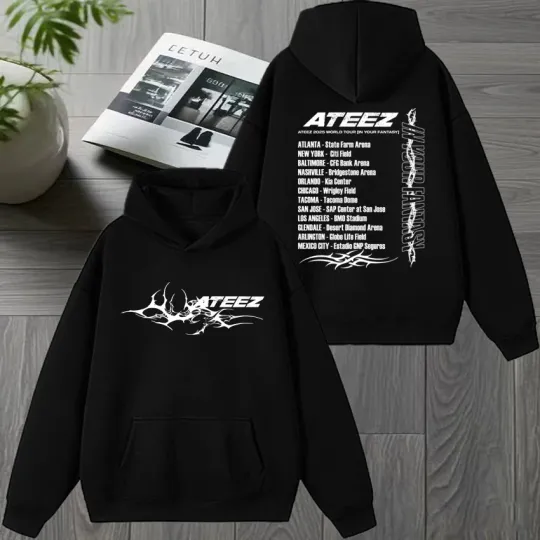 Korea Ateez Tour 2026 Double Sided printed Hoodie