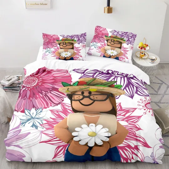 Roblox Game Themed Bedding Set Bed Sheet  for Kids Home Textile