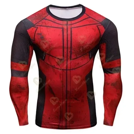 Men's Compression Shirts Superhero Longs Sleeve Workout Gym T-Shirt Running Tops Cool Dry Sports Base Layer Athletic Undershirts