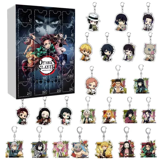24pcs demon Advent Calendar 2025 Christmas Collectible Toy Figures Set - Includes Tomioka Giyuu Agatsuma zenittsu Tanjirou