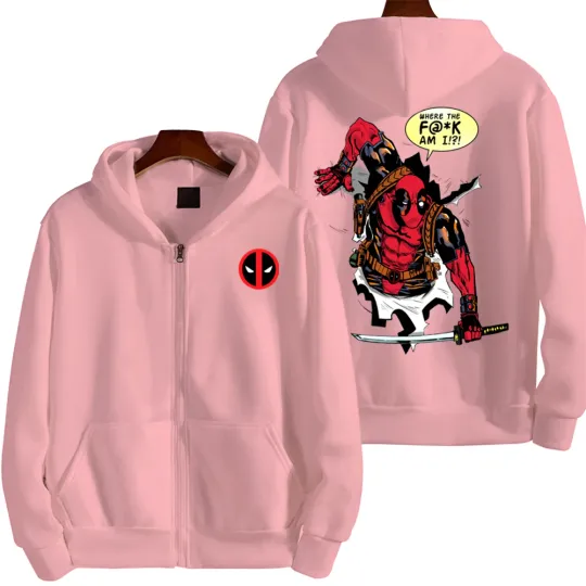 Marvel Deadpool Spring and Autumn New Men's Zipper Hoodie
