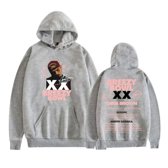 2025 Chris Brown Breezy Bowl XX Album Tour Hoodie Men Women Hip Hop Rock High Street Sweatshirt Casual Fleece Bodywarmer Hoodies
