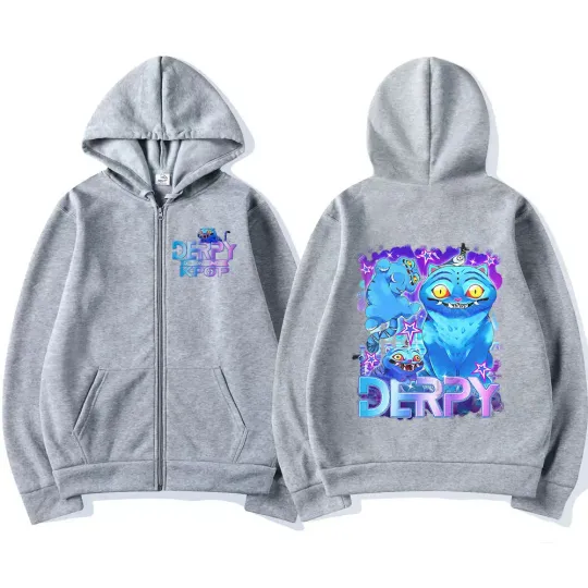 KPop Demon Hunters Derpy Tiger Graphic Zipper Hoodies