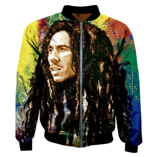 Reggae Bob Marley Hip Hop Bomber Jackets, Bob Marley Bomber Jackets