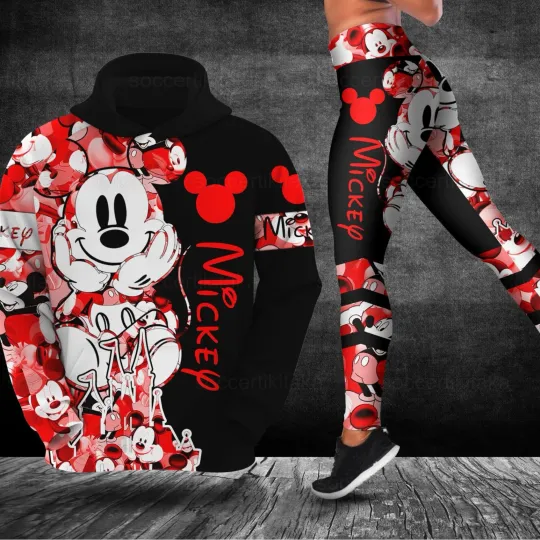 Personalized Disney Mickey Mouse Minnie 3D Women's Hoodie and Leggings Set