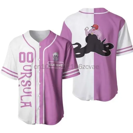 New Disney Ursula Black Baseball Jersey Shirt