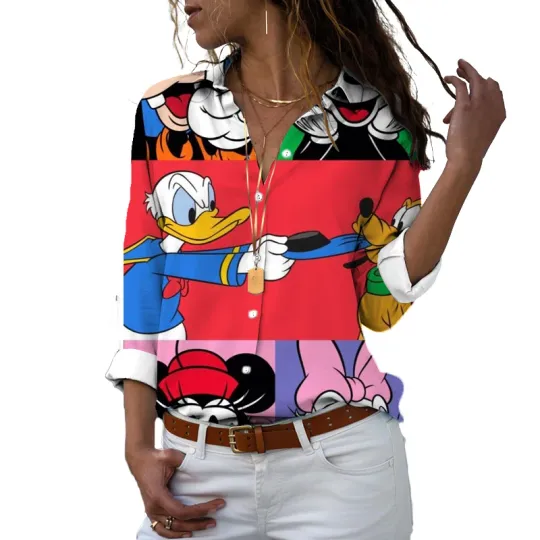 Disney Mickey Minnie Donald Duck Casual Cute Shirt