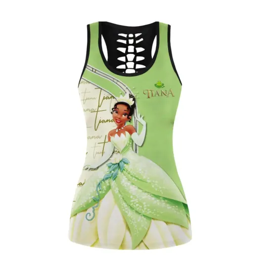 Princess Tiana Women Book Hollow Vest Disney Tank Top Legging Set