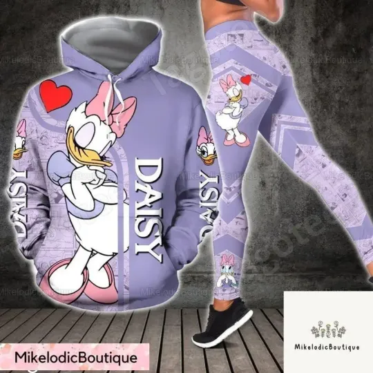 New Daisy Duck  3D Hoodie Leggings Set ,Daisy Duck Yoga Pants Sweatpants Fashion Sports Suit