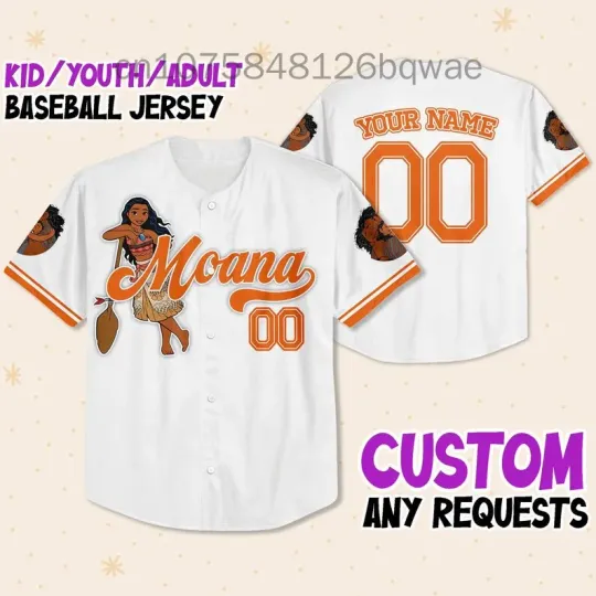 Summer New Disney Moana Princess Baseball Jersey