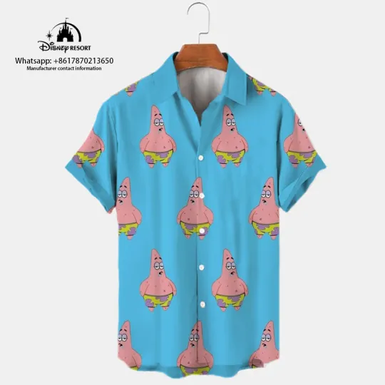 2023 Summer New Harajuku Casual Shirt Cute Spongebob Anime Shirt