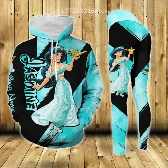 2024 New Disney Snow White  Legging Hoodie Leggings Set, Women's Hoodie And Leggings Set Disney Princess Yoga Hoodie Leggings