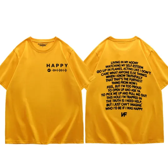 Rapper NF Song Happy Lyric Print T-shirt