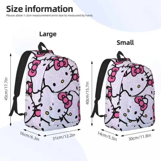 Hello Kitty Cartoon Casual Backpack Gift, High School Business Daypack for Men Women, Laptop Computer Canvas Bags