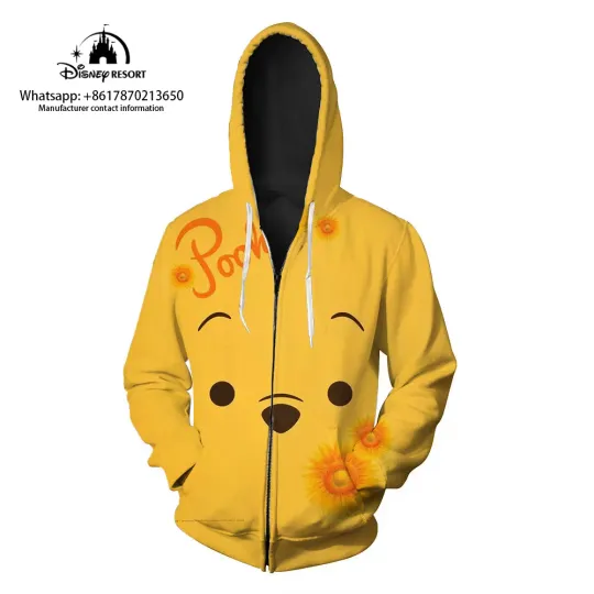 Disney Winnie The Pooh Hoodie, 3D Zip Hoodie