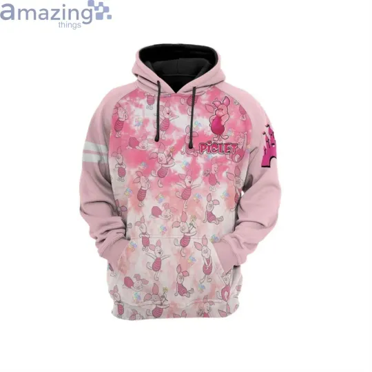 Pink Piglet Pattern Raglan Disney Cartoon Graphic 3D Hoodie