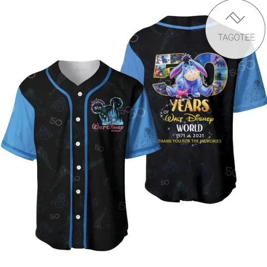 Disney 50th Anniversary Mickey Mouse Black Rainbow Baseball Jersey Custom Name Disney Hawaiian Shirt Men Women Tops