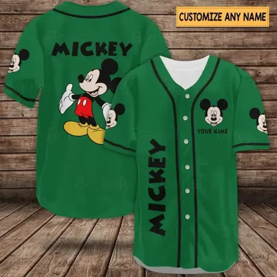 Disney Baseball Jersey Custom Name Mickey Baseball Jersey Fashionable Disney