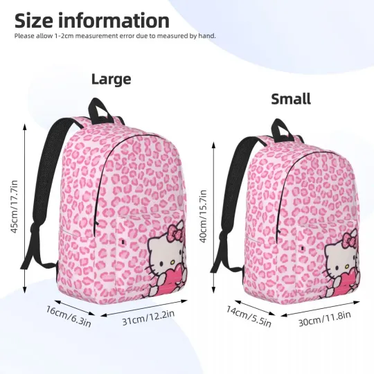 Hello Kitty Cartoon Cute Backpack for Men Women Teenage, High School Work Daypack, Leopard Laptop Computer Canvas Bags, Sports