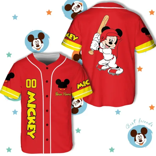 Disney Baseball Jersey Game Day Baseball Jersey, Mickey Minnie Baseball Jersey