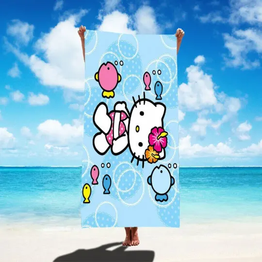 Cosplay Costume Accessory, Cartoon Beach Towel for Outdoor Activities, hello kitty y2k Digital Printed Beach Towel