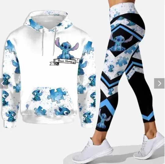 Disney Stitch 3D Hoodie and Leggings Set