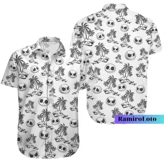 2024 Disney Nightmare Before Christmas Jack Skellington Hawaiian Shirt, Men and Women Short Sleeve Button Up Shirt Casual Beach.