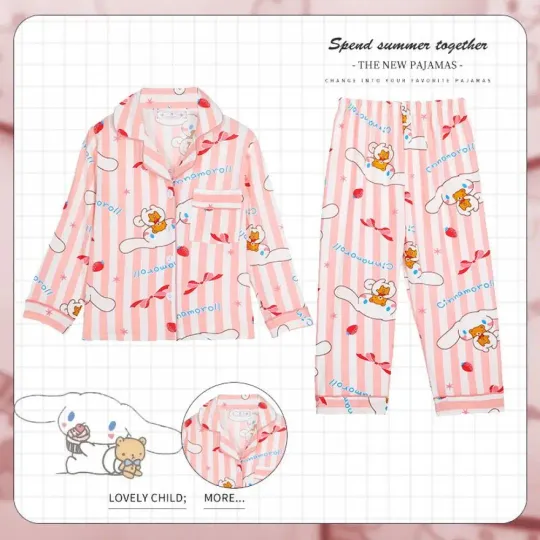Sanrio Hello Kitty Cinnamoroll Kuromi Girls Pajama Sets