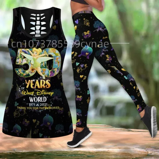 Summer New Disney Tinker Ball Women's Hollow Leggings Sports Set