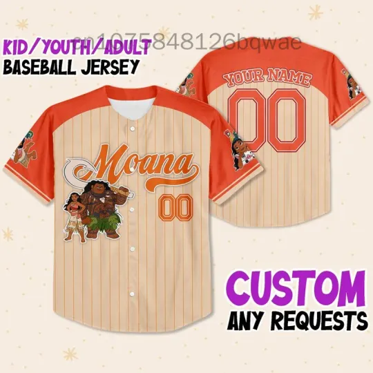Summer New Disney Moana Princess Baseball Jersey