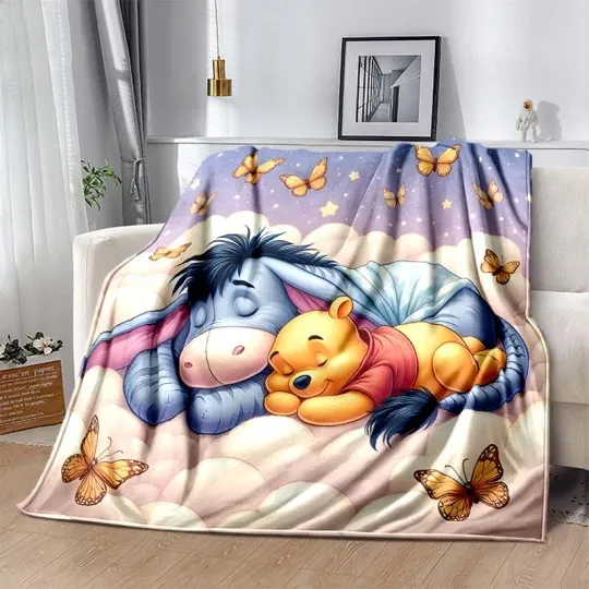 6 Size Warm Soft Disney Winnie The Pooh Print Blanket Fluffy Throw Blanket
